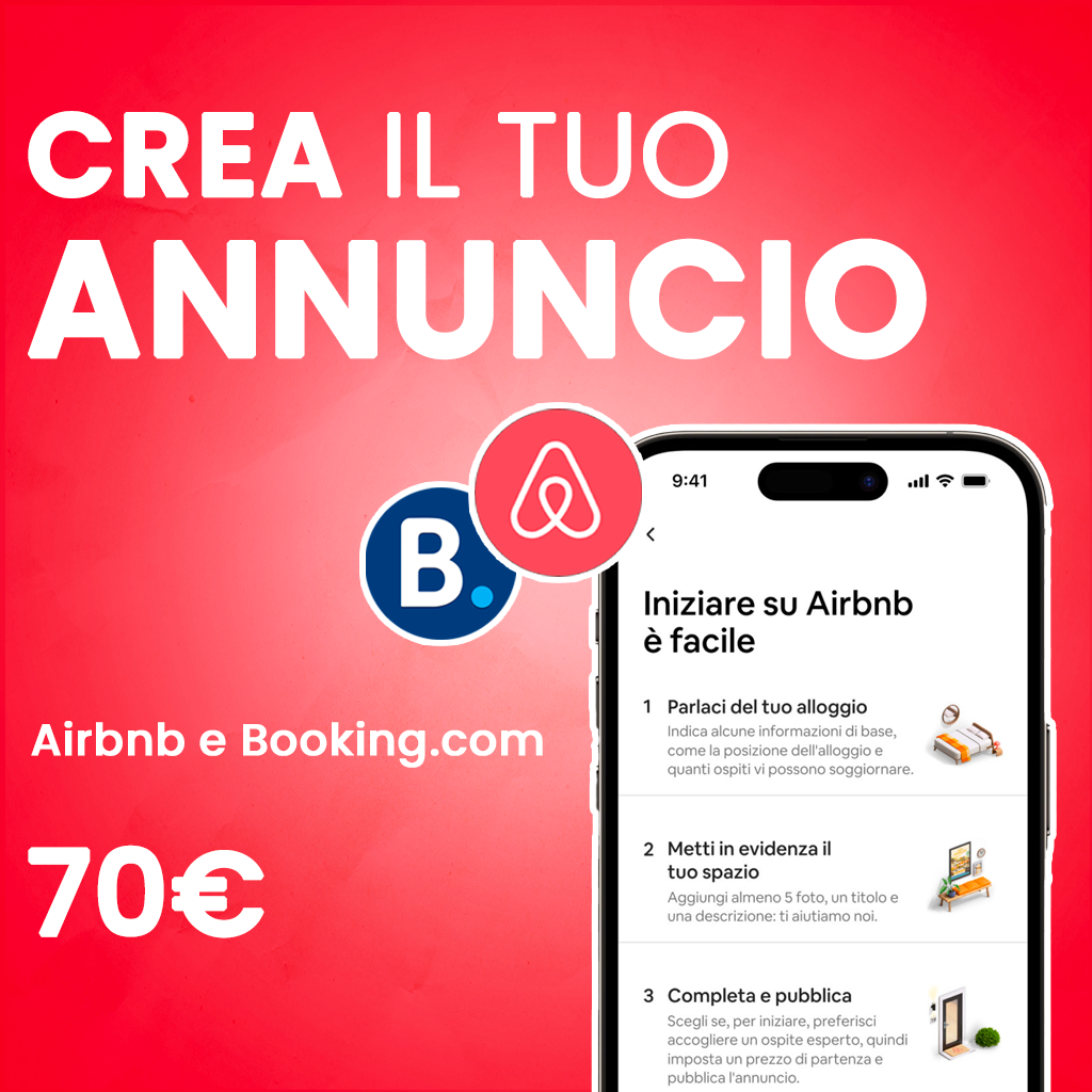 infografica crea il tuo annuncio con manlio airbnb e Booking